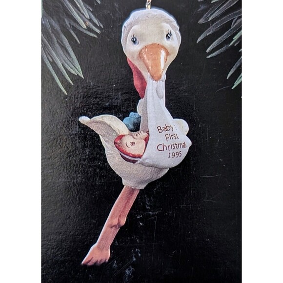 1995 Hallmark Keepsake Ornament Babys First Christmas Stork Delivery Vintage - Picture 2 of 5